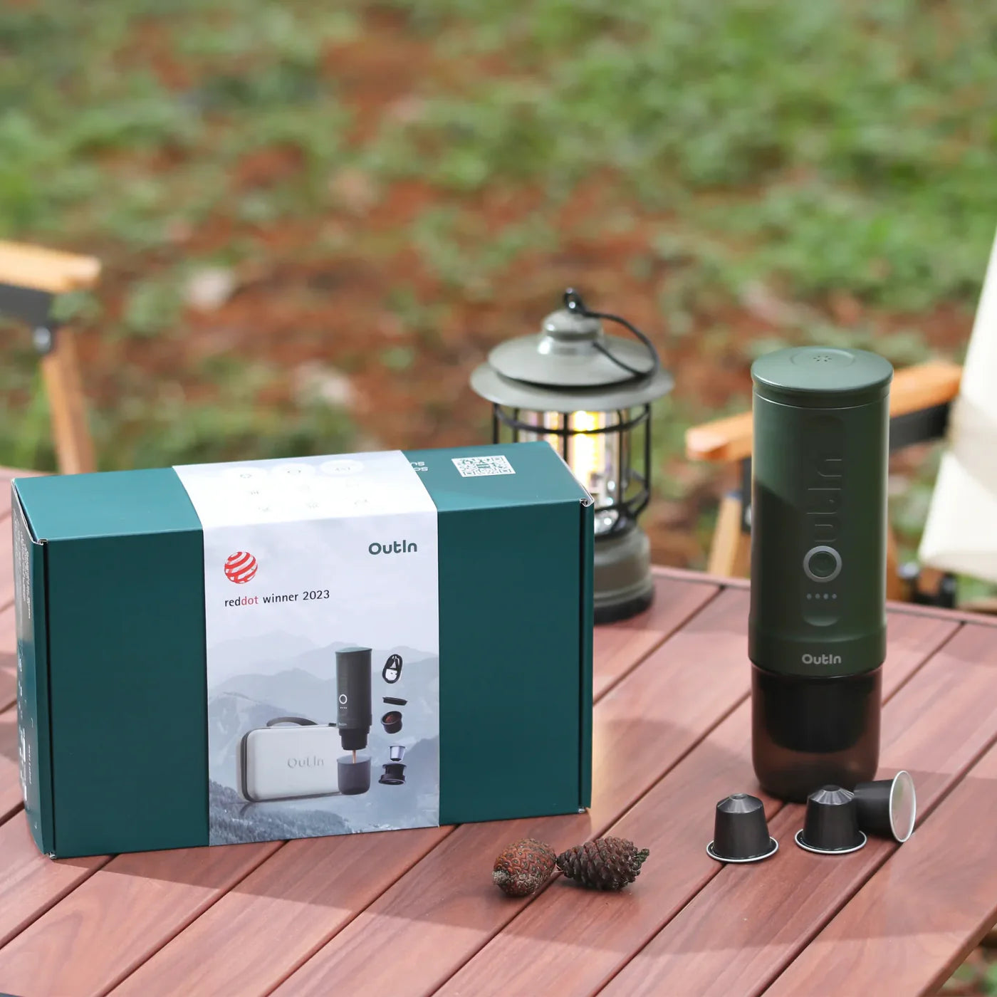 Aparat Espressor Outin Travel Set – Forest Green