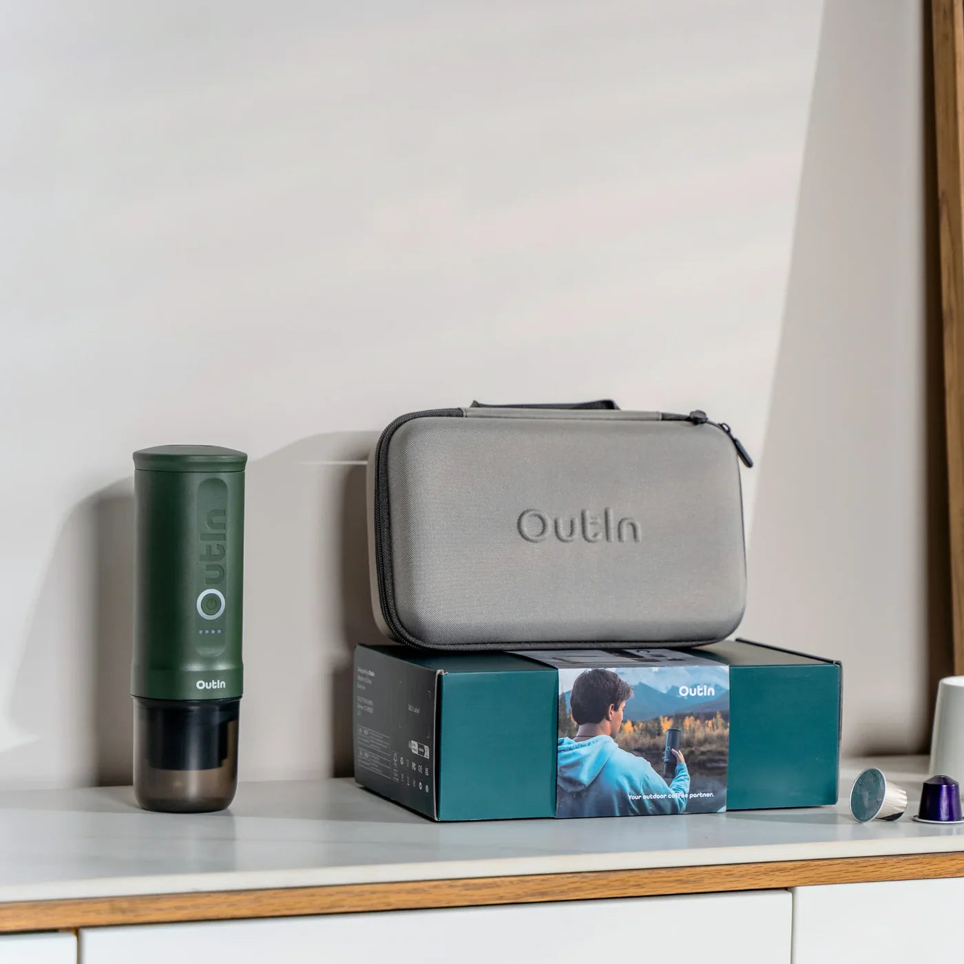 Aparat Espressor Outin Travel Set – Forest Green